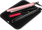 Large Heat-Resistant Mat for Styling Tools - 12"x9" Professional Flat Iron Mat, Travel Silicone Mat for Curling Irons, Hair Straighteners, Blow Dryers, and Salon Appliances, Black