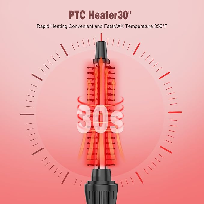 Thermal Brush, Heated Round Brush & Small Curling Iron with Ceramic Ionic Technology, 1/2 inch for Volumizing & Styling, Travel-Friendly Hot Comb with Adjustable Temperature（Rose Gold 0.5 inch）