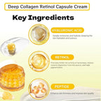 Deep Collagen Retinol Capsule Cream, 1.76 fl.oz - Golden Face & Neck Moisturizer with Hyaluronic Acid, Firming Hydrating Smoothing for All Skin Types