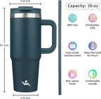 30 oz Tumbler with Handle and 2 Straws, 2 in 1 Lid Insulated Water Bottle - Image 4