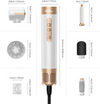 UKLISS Hair Dryer Brush 7 in 1，110000 RPM Hair Dryer with Diffuser for Curly & Twisted Hair Professional Ionic Brush Blow Dryer for Salon-Quality Styling, White Gold