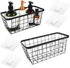 2 Pack Hanging Wall Basket Organizer Over the Cabinet Door Wire Baskets - Image 8