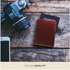 Italian Leather Passport Cover for Men and Women (Orange)