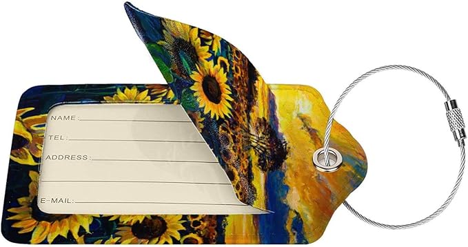 2-Pcs Beautiful Sunflower Leather Luggage Tags - Image 2
