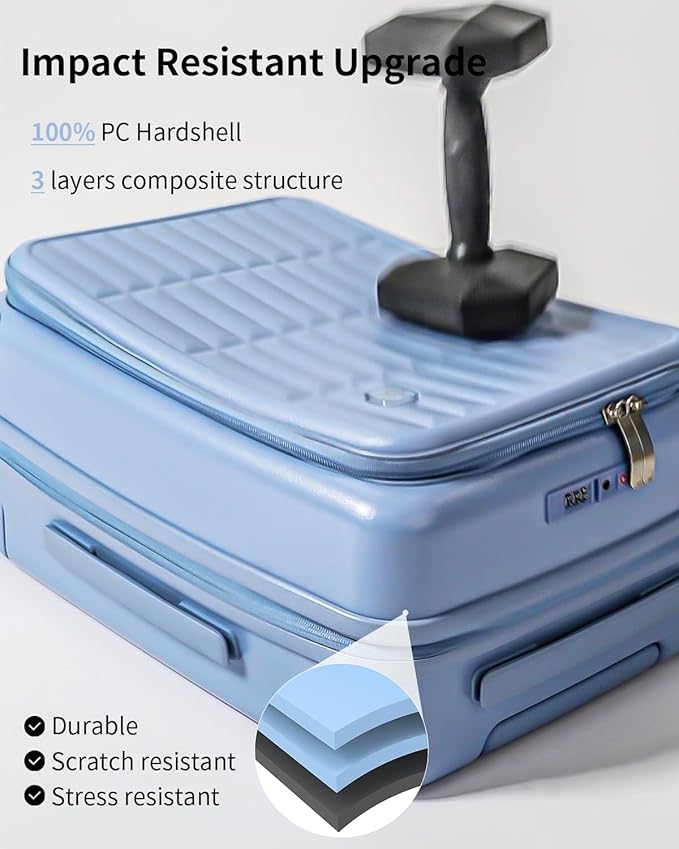 aji Expandable Top Open Carry On Luggage 22x14x9 Airline Approved, 20 Inch Hard - Image 6
