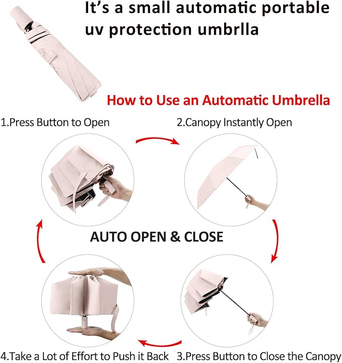 BAODINI Small UV Protection Travel Umbrella Compact - Image 6
