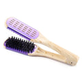 Aethland Boar Bristle Double-Sided Straightening Brush and Comb for Thick, Coarse Hair - Smoothing and Styling Tool (Purple)