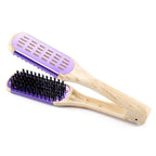 Aethland Boar Bristle Double-Sided Straightening Brush and Comb for Thick, Coarse Hair - Smoothing and Styling Tool (Purple)
