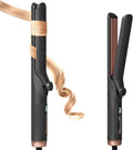 Hahahope Hair Straightener and Curler 2-in-1, 360° Airflow Styler Curling Iron, 1.25 Inch Curling Wand, 20 Million Negative Ion Hair Care, 5 Temps & Auto Off, Dual Voltage (Black)