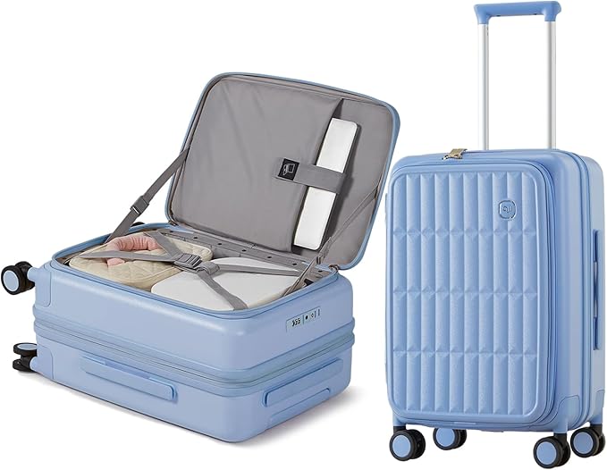 aji Expandable Top Open Carry On Luggage 22x14x9 Airline Approved, 20 Inch Hard by AJIVALUESTYLISHQUALITY