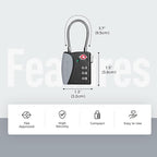 pack all TSA Approved Cable Luggage Locks, 3 Digit Combination Padlocks - Image 2