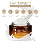 Triple Collagen Cream, Hydrolyzed Collagen Face Moisturizer with Hyaluronic Acid & Niacinamide, Barrier Repair, Deep Nourishment, Oil Control & Brightening, Anti-Glycation & Anti-Gging, 50g/1.764oz