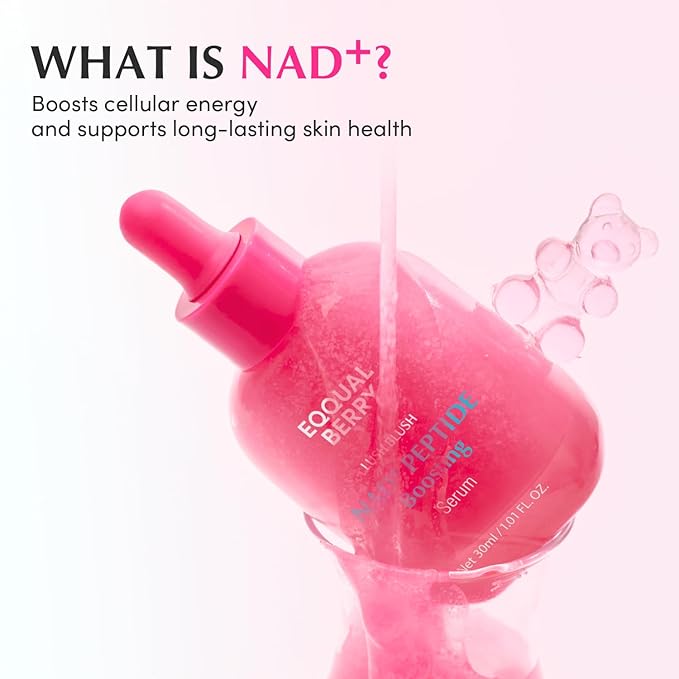 EQQUALBERRY NAD+ Peptide Boosting Smoothie Serum – Anti-Aging Korean Skin Care | Firming Serum with 5 Ceramides & Vegan Collagen for Wrinkles & Radiant Glow(1.01oz/30ml)