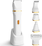 KINGTEE 5-in-1 Electric Bikini Trimmer for Women – IPX7 Waterproof Shaver, Cordless Body & Facial Razors for Women, Ceramic Blades, USB-C Rechargeable, Painless Hair Removal Kit (White)