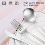 Matte Silverware Set, VANVRO 40-Piece Stainless Steel Flatware Set, Satin - Image 4