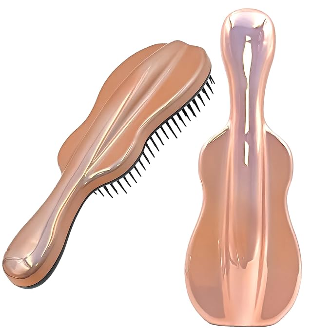 WYNK Hair Brush Detangler for Adults & Kids，Detangling Comb Hair Styling Tools & Appliances for Natural/Wavy/Curly/Coily/Wet/Dry/Oil/Thick/Straight/Long Hair (Champagne Gold Electroplate)