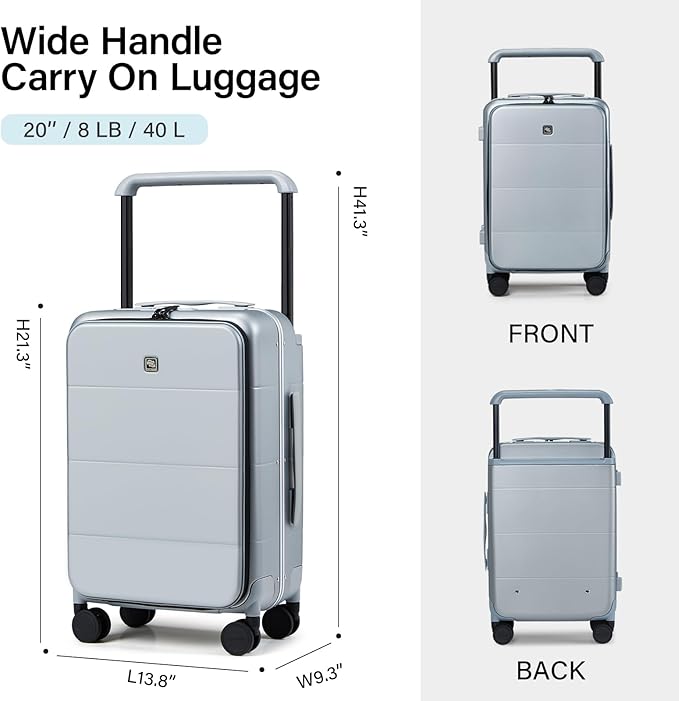 Hanke Top Opening Carry On Luggage, 20 Inch Zipperless Aluminum Frame Wide - Image 6