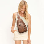 7L Sling Bag for Women Men Leather Small Sling Backpack Daypack Anti Theft - Image 2