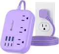 6 USB Purple Travel Power Strip- 5Ft Purple Extension Cord by Beeiker