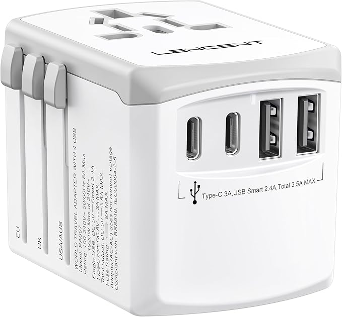 LENCENT Universal Travel Power Adapter, International AC Plug Adaptor by LENCENT