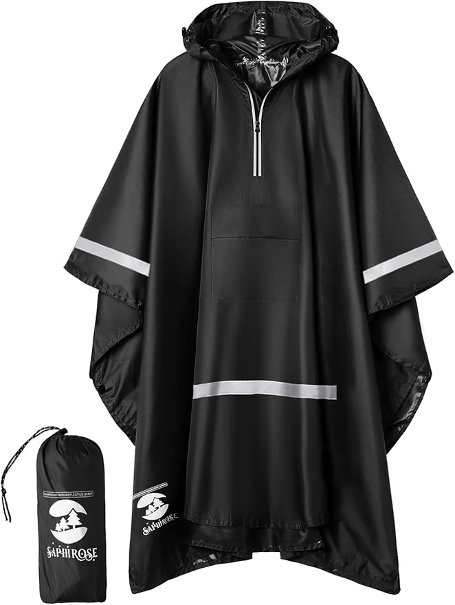SaphiRose Hooded Rain Poncho Waterproof Raincoat Jacket by SaphiRose