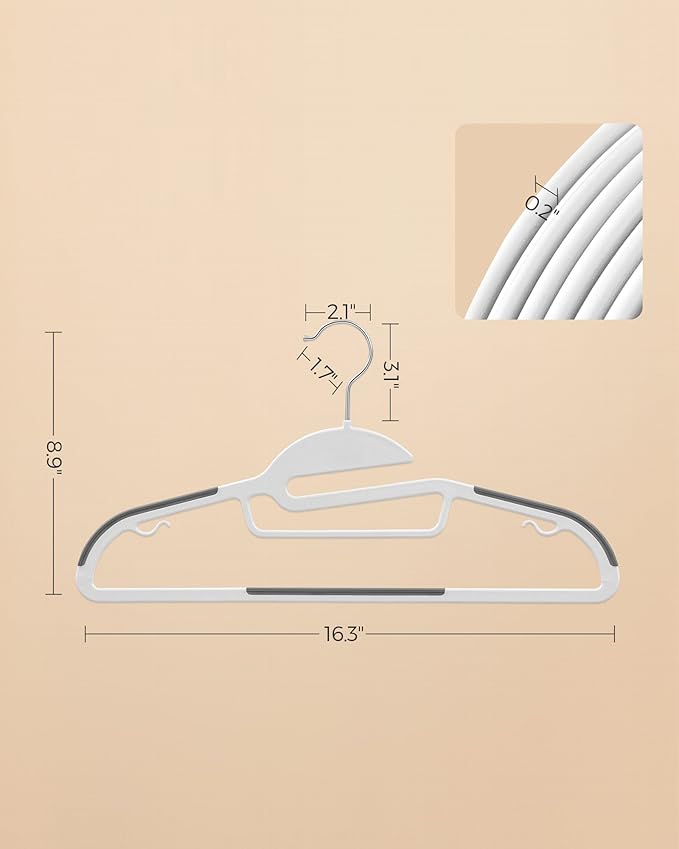 SONGMICS 50 Pack Coat Hangers, Heavy-Duty Plastic Suit Hangers, S-Shaped Opening - Image 5
