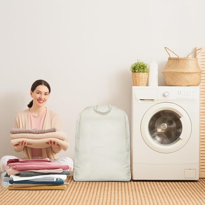 3pcs Breathable Cotton Canvas Laundry Drawstring Bags - Image 3