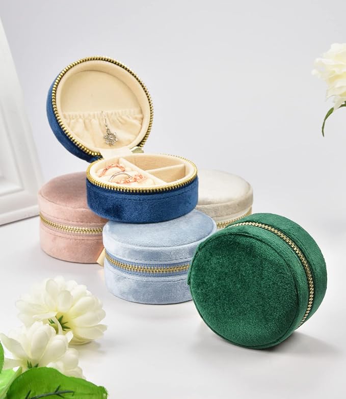 TAIMY Small Jewelry Travel Case, Round Mini Travel Jewelry Box - Image 8