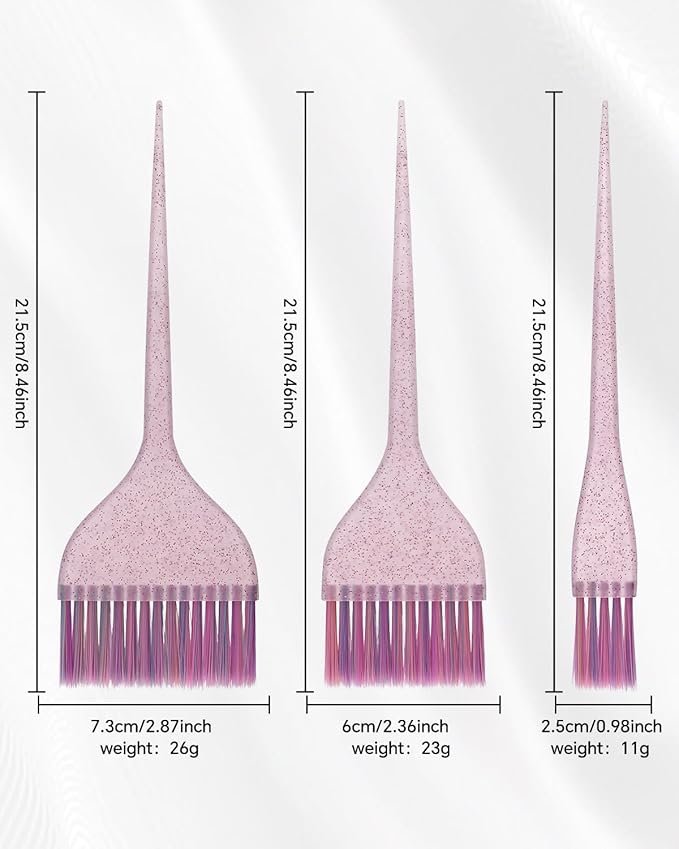 3 Pack Hair Color Brush Set - Professional Hair Dye Brush for Stylist, for Highlighting, Tint and Coloring Sections - Women Men Salon Use Home DIY Dyeing
