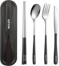 Travel cutlery set, 18/8 stainless steel cutlery, Reusable utensils set by inkuleer