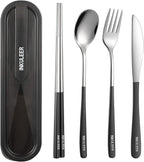 Travel cutlery set, 18/8 stainless steel cutlery, Reusable utensils set by inkuleer
