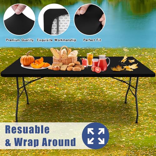 2 Pack Rectangle Spandex Fitted Table Cloth (Black / 48" x 36" (Rectangular))