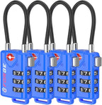 Bright Colors, TSA Approved Luggage Locks 4 Pack, Re-settable Combination by Forge