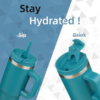 40 oz Tumbler with Handle and 2 Straws, 2 in 1 Lid Insulated Water Bottle - Image 2
