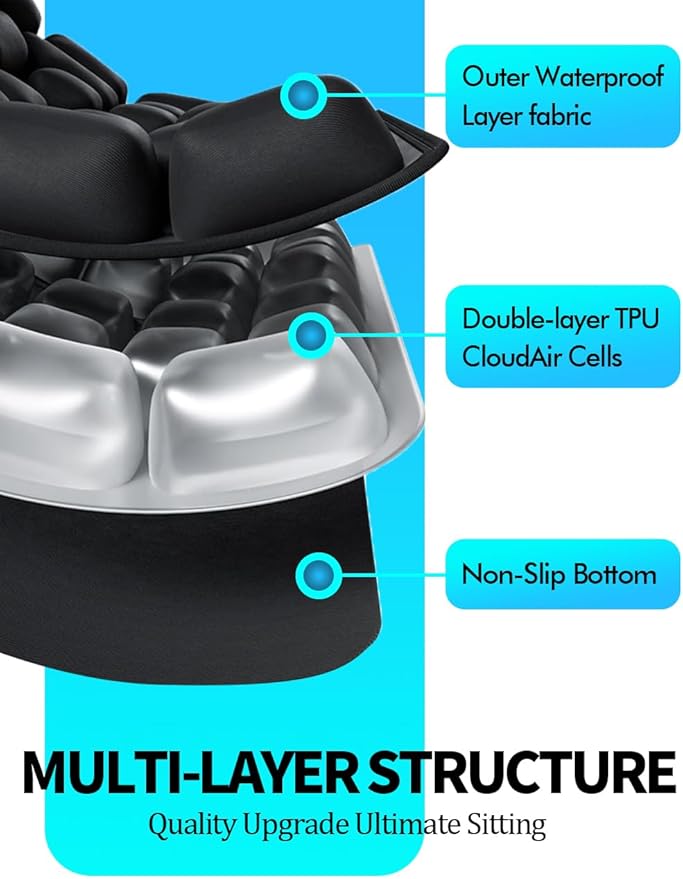 Travel Cushion Airplane Seat, Inflatable Air Bubble Design - Image 3