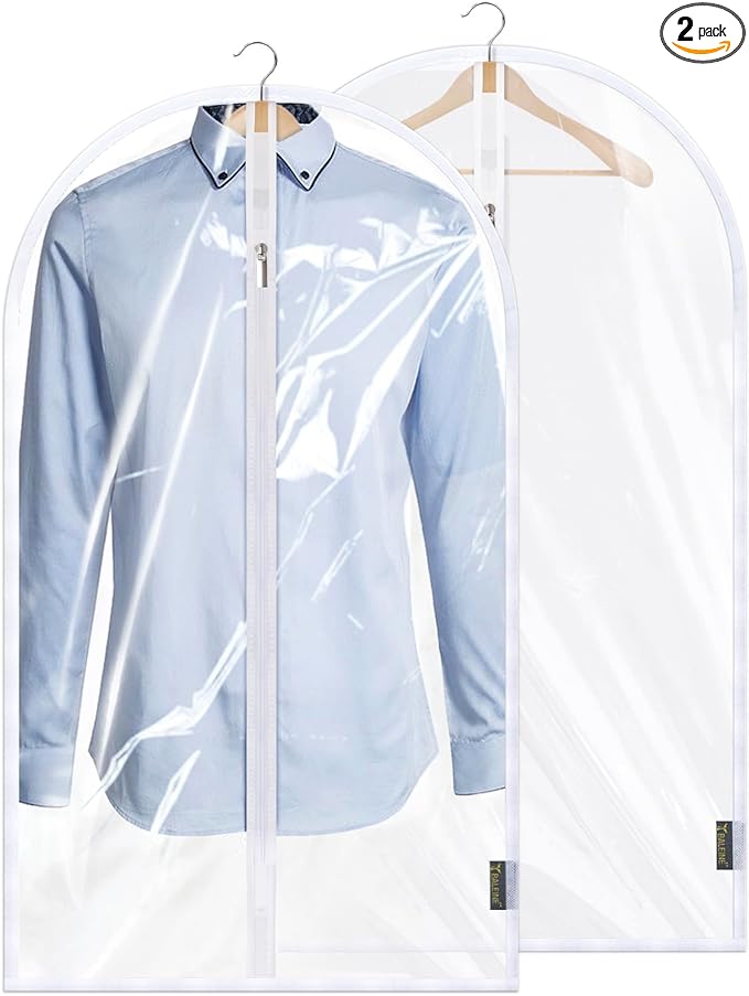 BALEINE 40'' Clear Garment Bags, 2 Packs PEVA Dress Bag by BALEINE