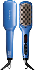 MEGAWISE Pro Ceramic Ionic Hair Straightener Brush for Home Salon | MCH Fast 20s Heating Tech with Auto-Off Safety | Anti-Scald with Universal Dual Voltage | Rotatable Power Cord (Gentian Blue)