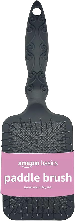 Amazon Basics Paddle Brush for Hair, Gentle Detangling, Wet or Dry Hair, Tangle-Free with Flexible Bristles