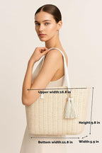 YXILEE Straw Bags For Women | M Size Travel Straw Totes Bag Woven Summer - Image 7