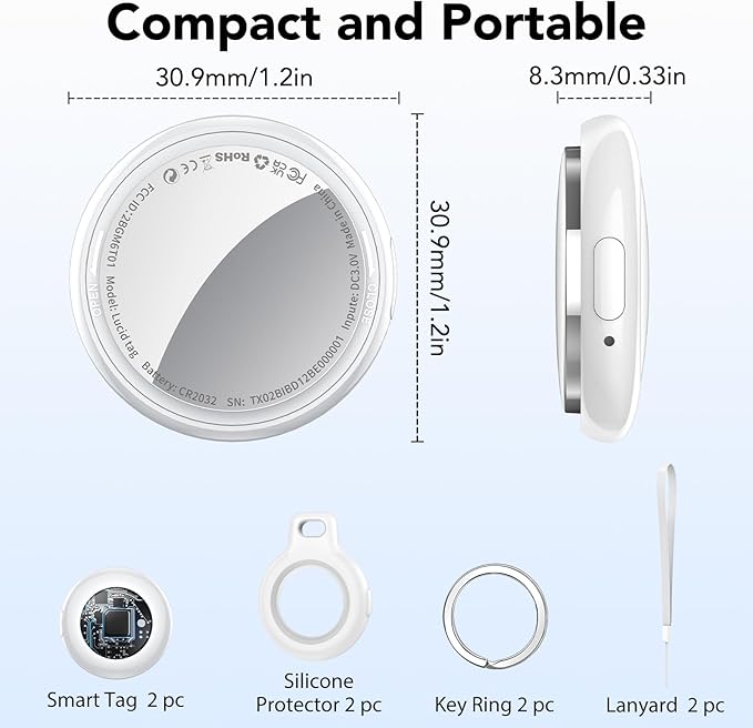 2025 New Air Tracker Tags-2 Pack, Replaceable Battery, Key Finder and Item - Image 6