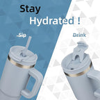 40 oz Tumbler with Handle and 2 Straws, 2 in 1 Lid Insulated Water Bottle - Image 2