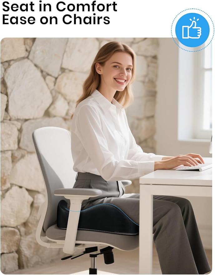 Benazcap Ergonomic Seat Cushion -Large Memory Foam Office Chair Cushion Seat Pad - Image 7