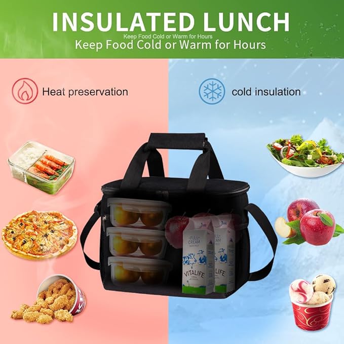 iknoe Large Foldable Cooler Bag, 8.5L Insulated Lunch Bag, Leakproof Lunch - Image 2