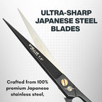 Professional Hair Cutting Scissors 7.5” – Premium Japanese Stainless Steel Barber Shears for Men, Women, Kids & Pets – Precision Haircut Scissors for Salon & Home Use – Black