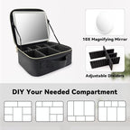 Travel Makeup Bag with LED Mirror and 10x magnifying glass with 3 Lighted - Image 4