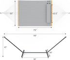 2 Person Outdoor Hammock with Stand, Cotton Rope Hammock with Polyester Pad - Image 7