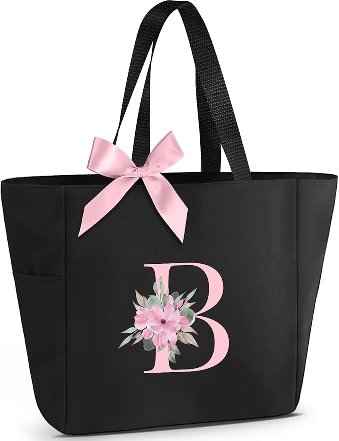 Vavabox Tote Bag, A-Z Initial Monogrammed Waterproof Tote Bag, Bridesmaid Gifts by Vavabox