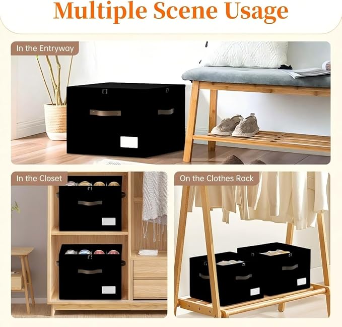 3 Pack Shoe Organizer for Closet, Foldable Shoe Storage Containers, Fits up to - Image 3
