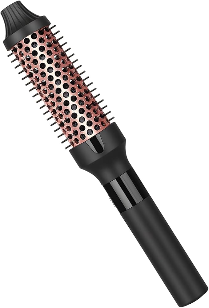 hopopower 1.25/1.5 Inch Curling Iron Brush Ceramic Double PTC Heated Round Hair Curling Comb, Tourmaline Ionic Hot Hair Curler Thermal Brush for Traveling (1.25inch)