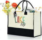 Lake Life Tote Bag for Women Waterproof Personalized Beach Bag Canvas Bag Funny - Image 2